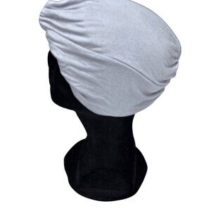 Womens Gray Stretchy Turban Hat Soft Ruched Design Lightweight